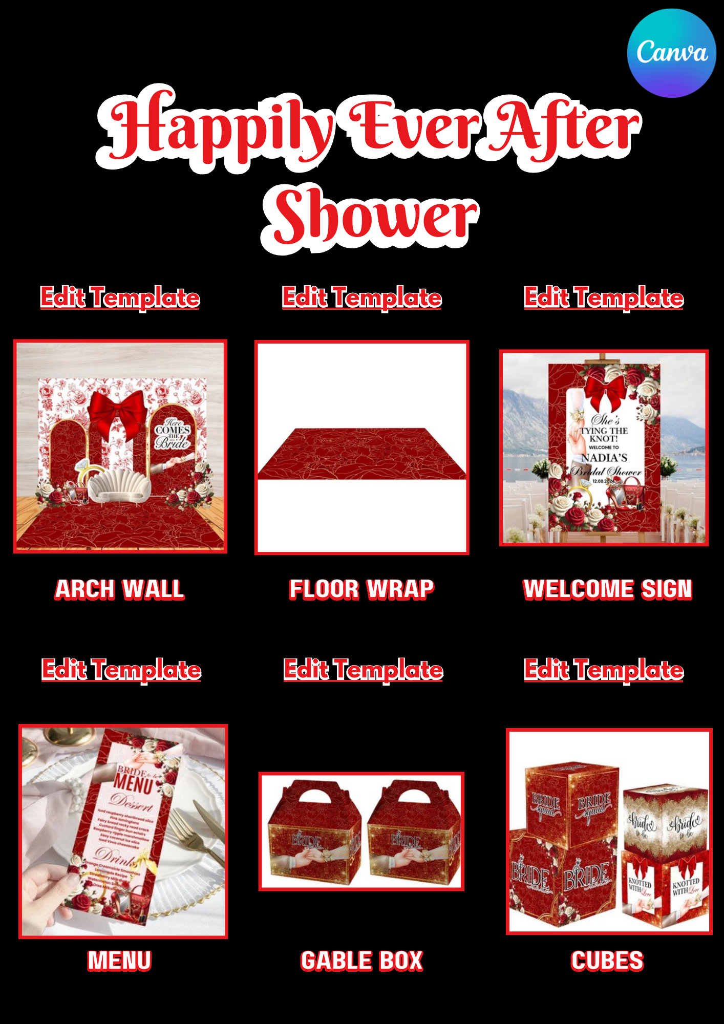 BRIDAL SHOWER PARTY TEMPLATE DESIGN BUNDLE