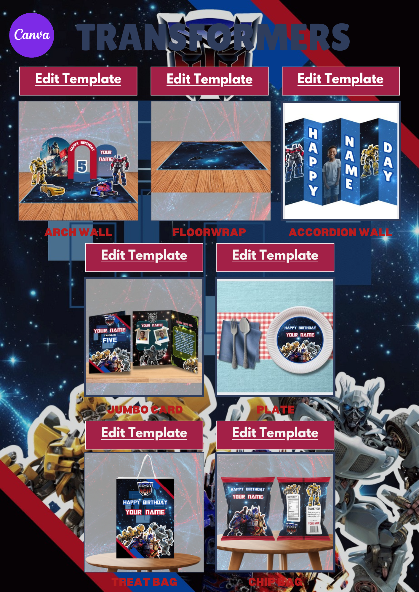 Party Birthday CANVA Bundle & Video Tutorial