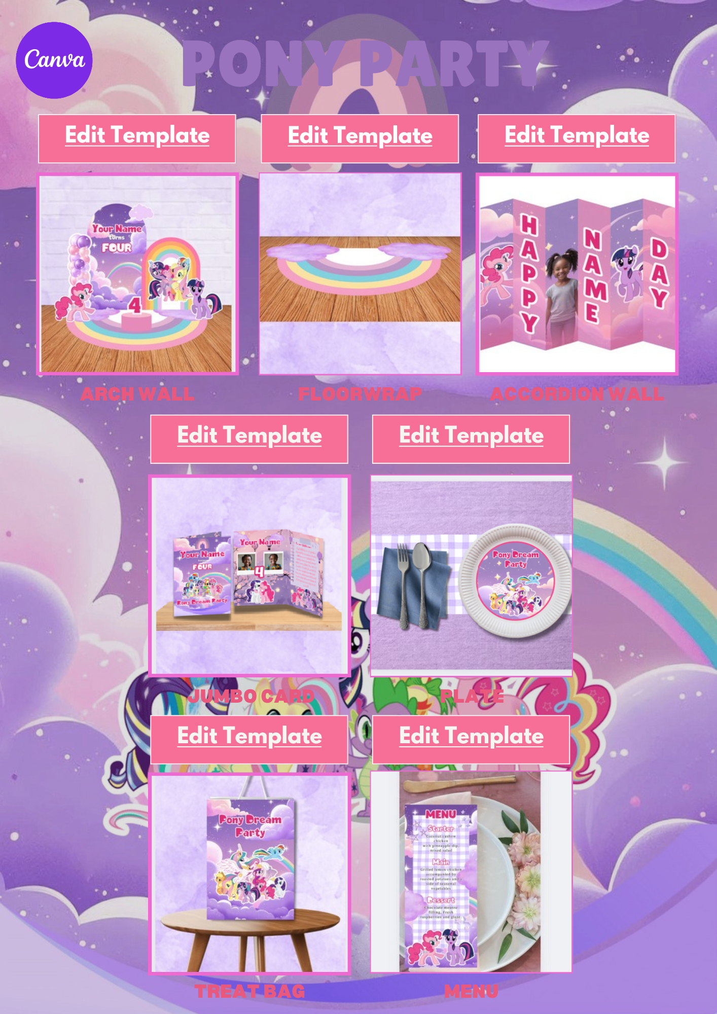 Party Birthday CANVA Bundle & Video Tutorial