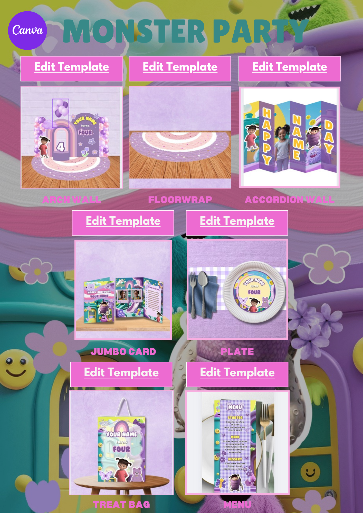 Party Birthday CANVA Bundle & Video Tutorial