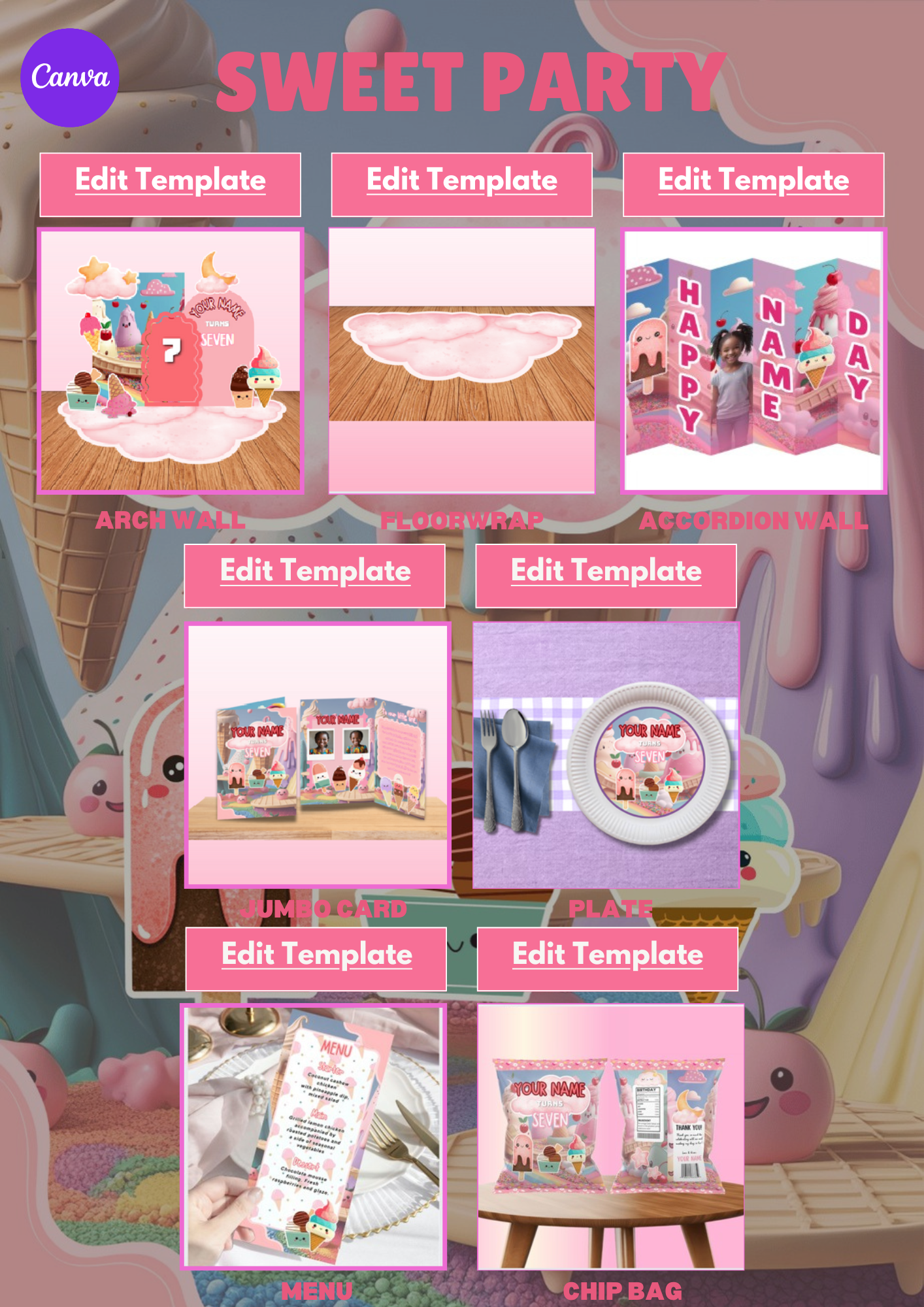 Party Birthday CANVA Bundle & Video Tutorial