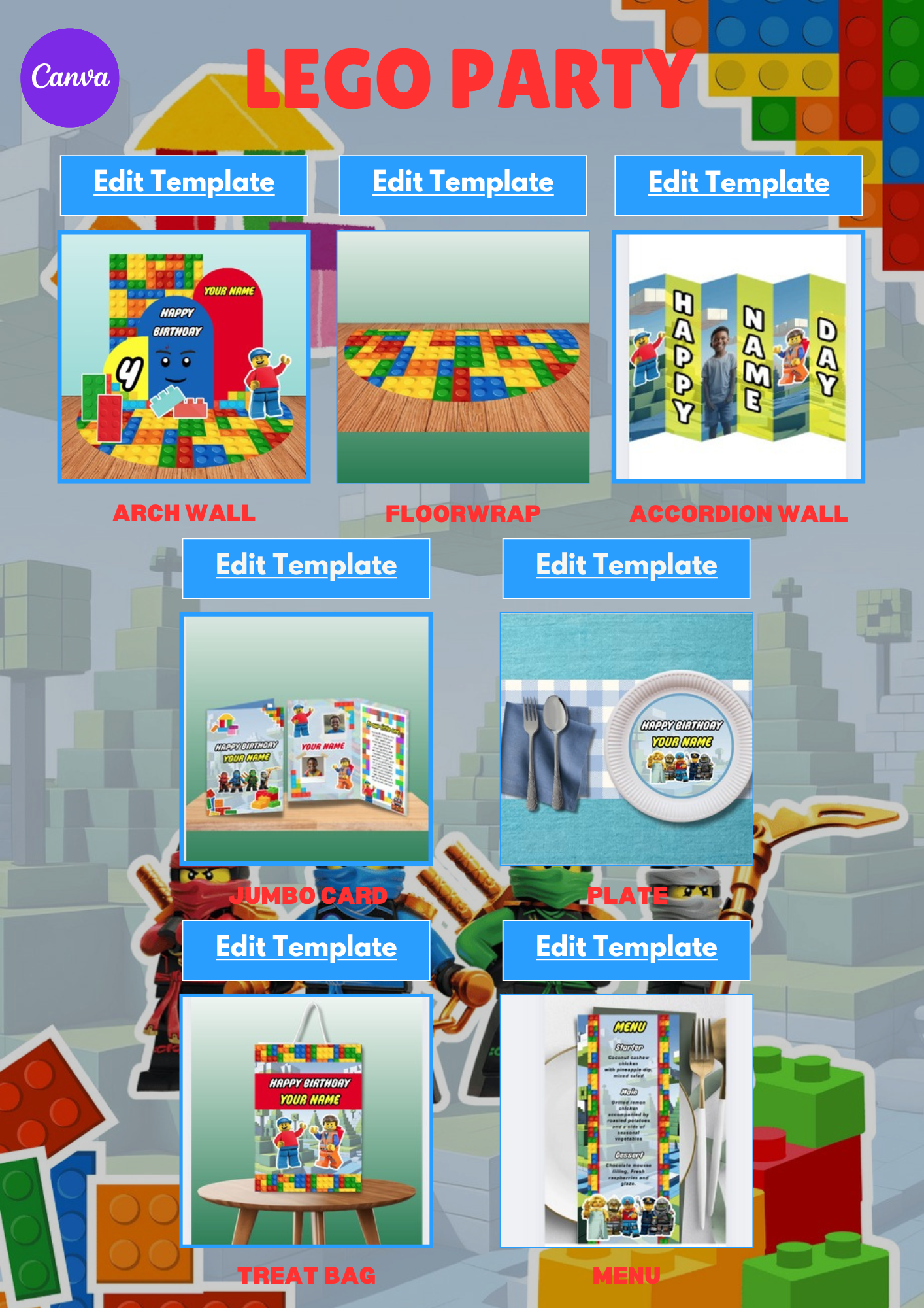 Party Birthday CANVA Bundle & Video Tutorial