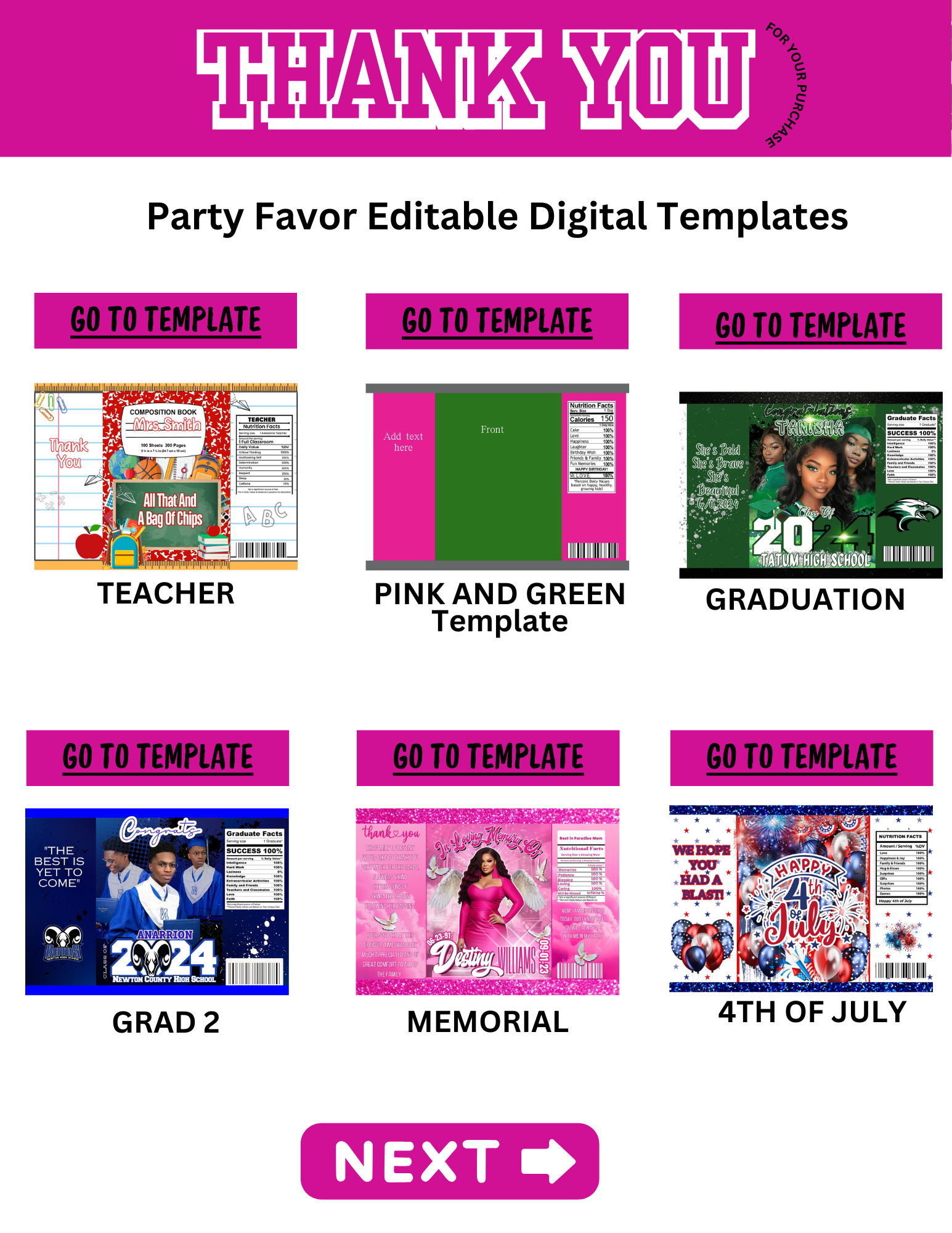 Party Favor Digital Editable Kit Bundle - 101 CANVA Designs