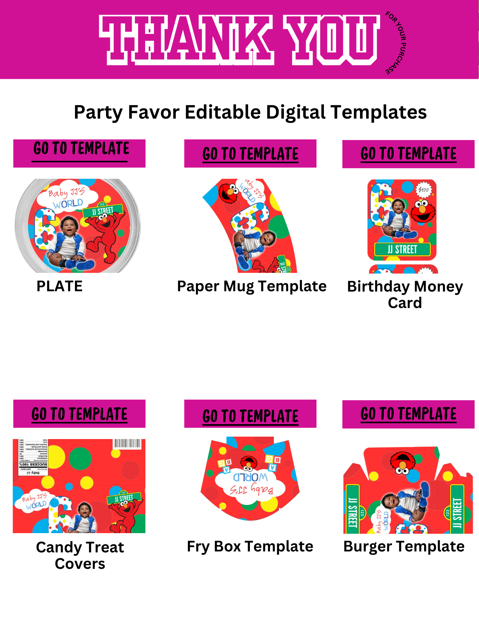 Party Favor Digital Editable Kit Bundle - 101 CANVA Designs