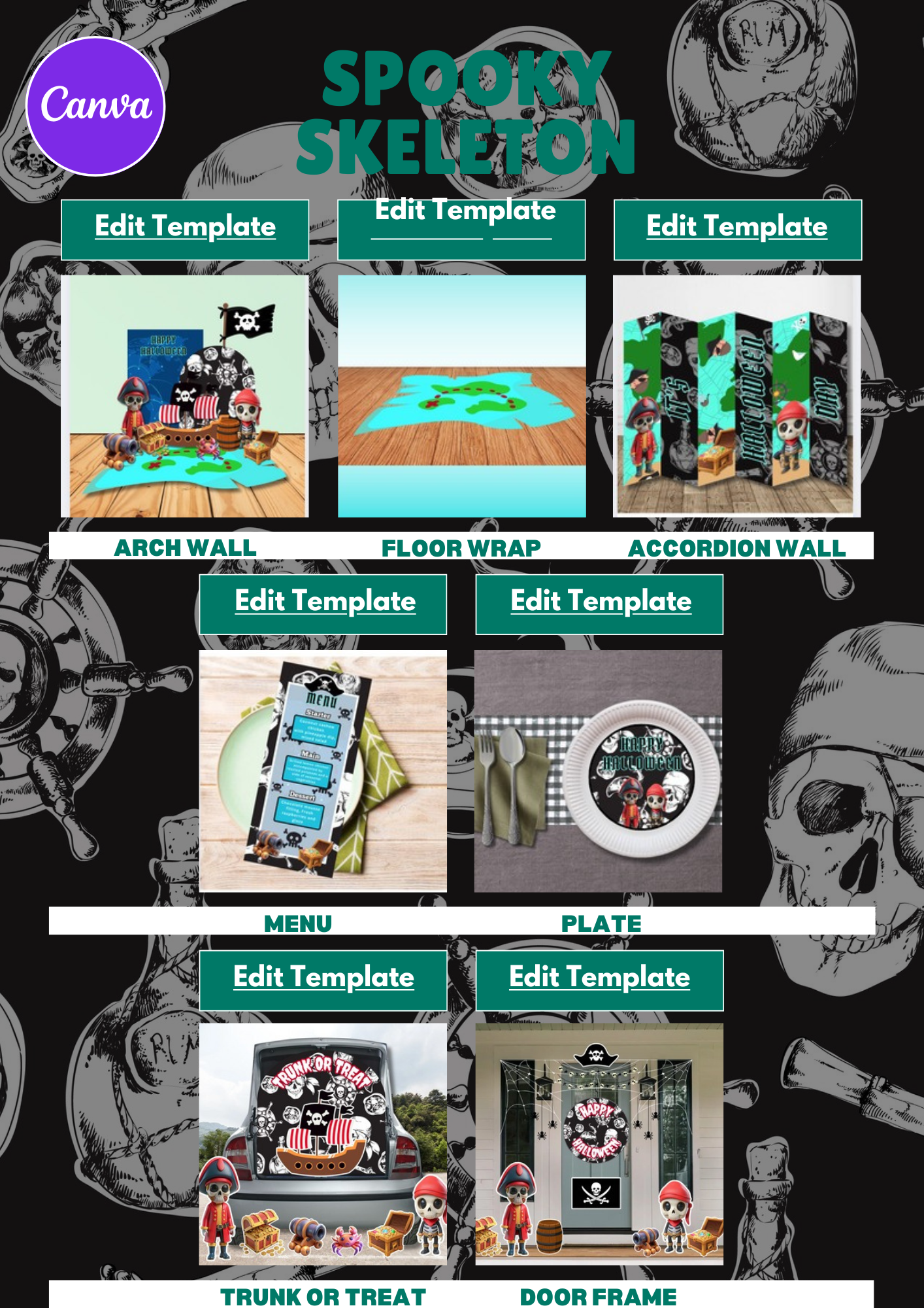 Halloween Party Favor Bundle  - 8 themed Canva Templates