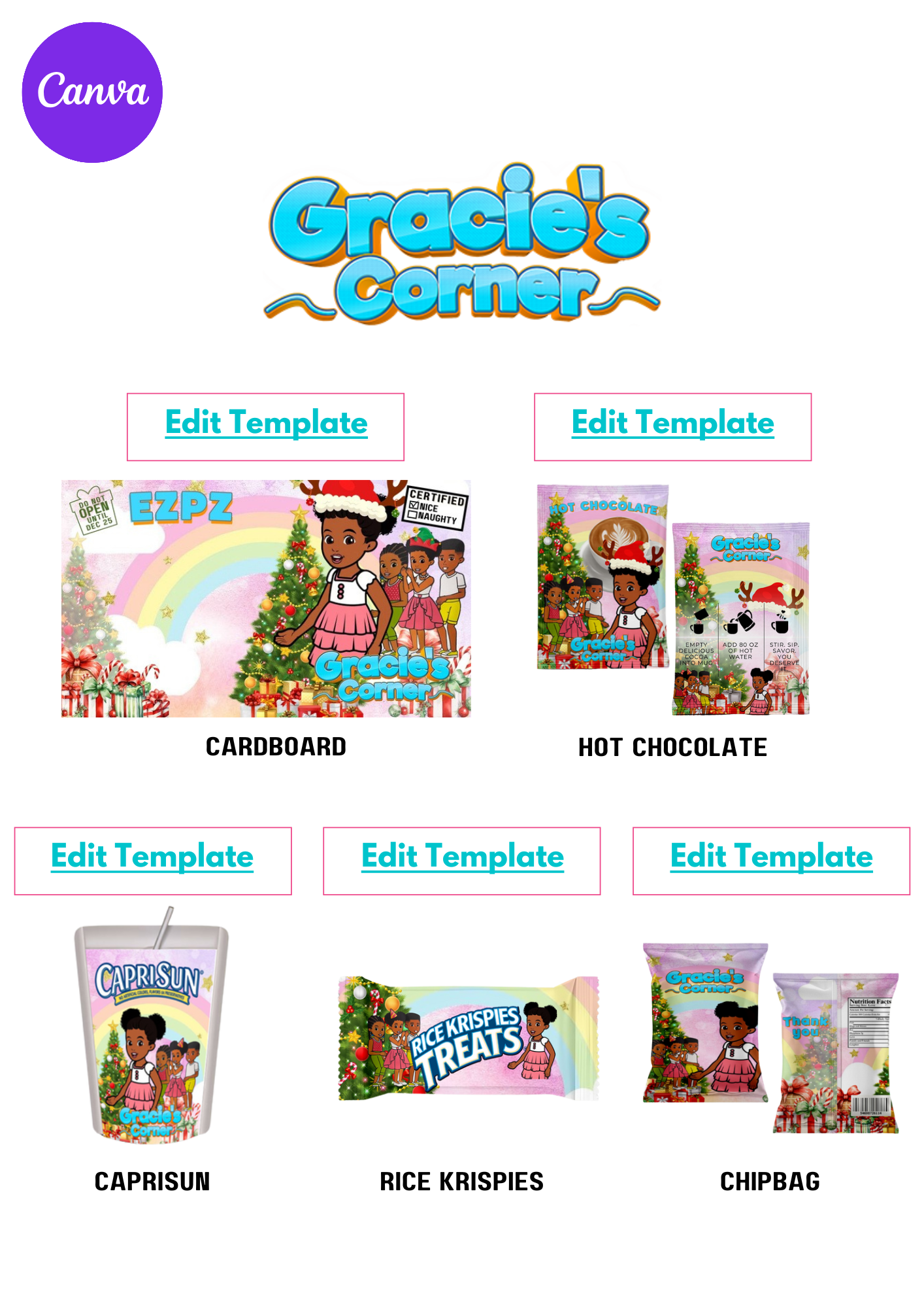 Christmas Holiday Favor Box Bundle - 7 Templates