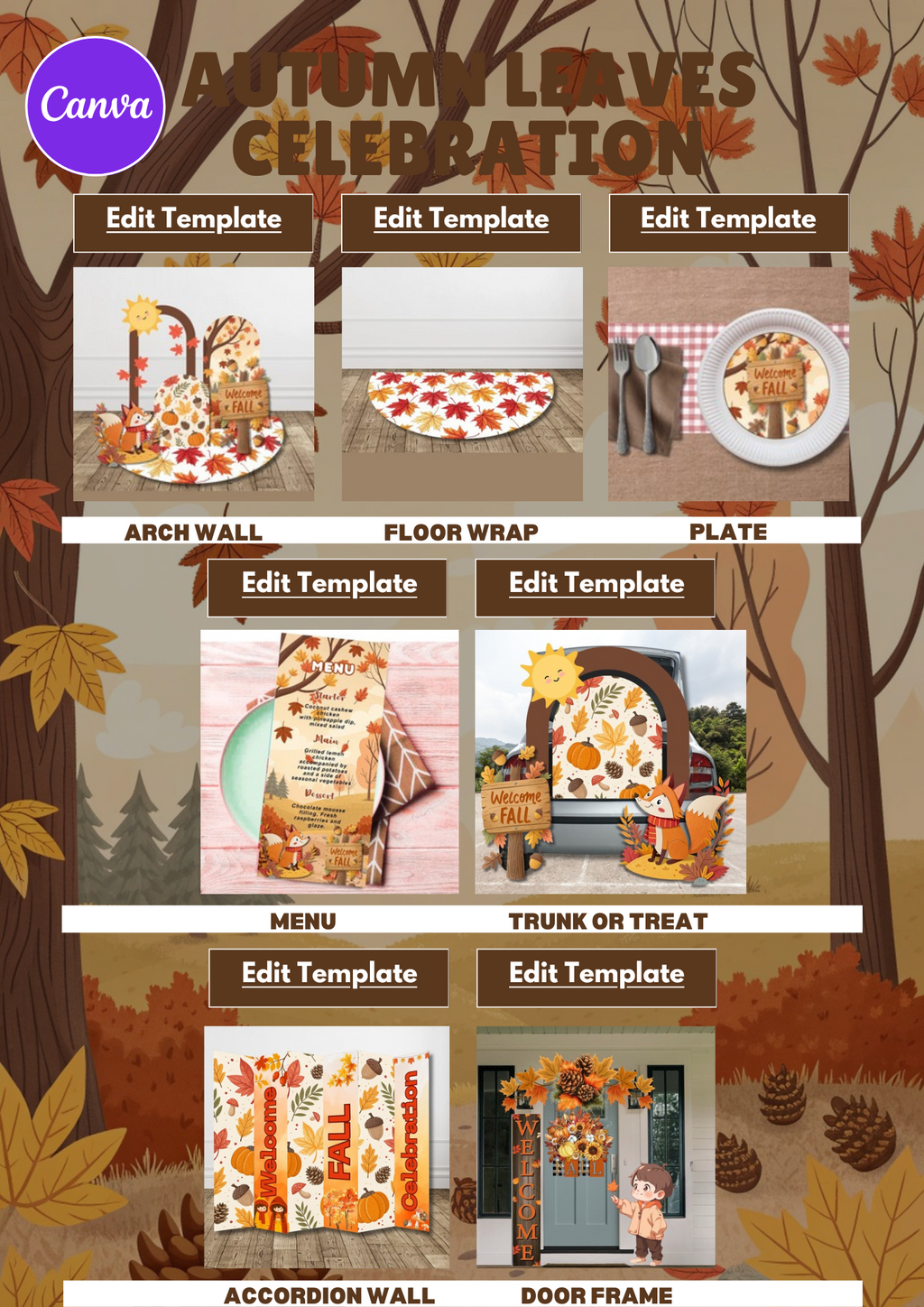 Halloween Party Favor Bundle  - 8 themed Canva Templates