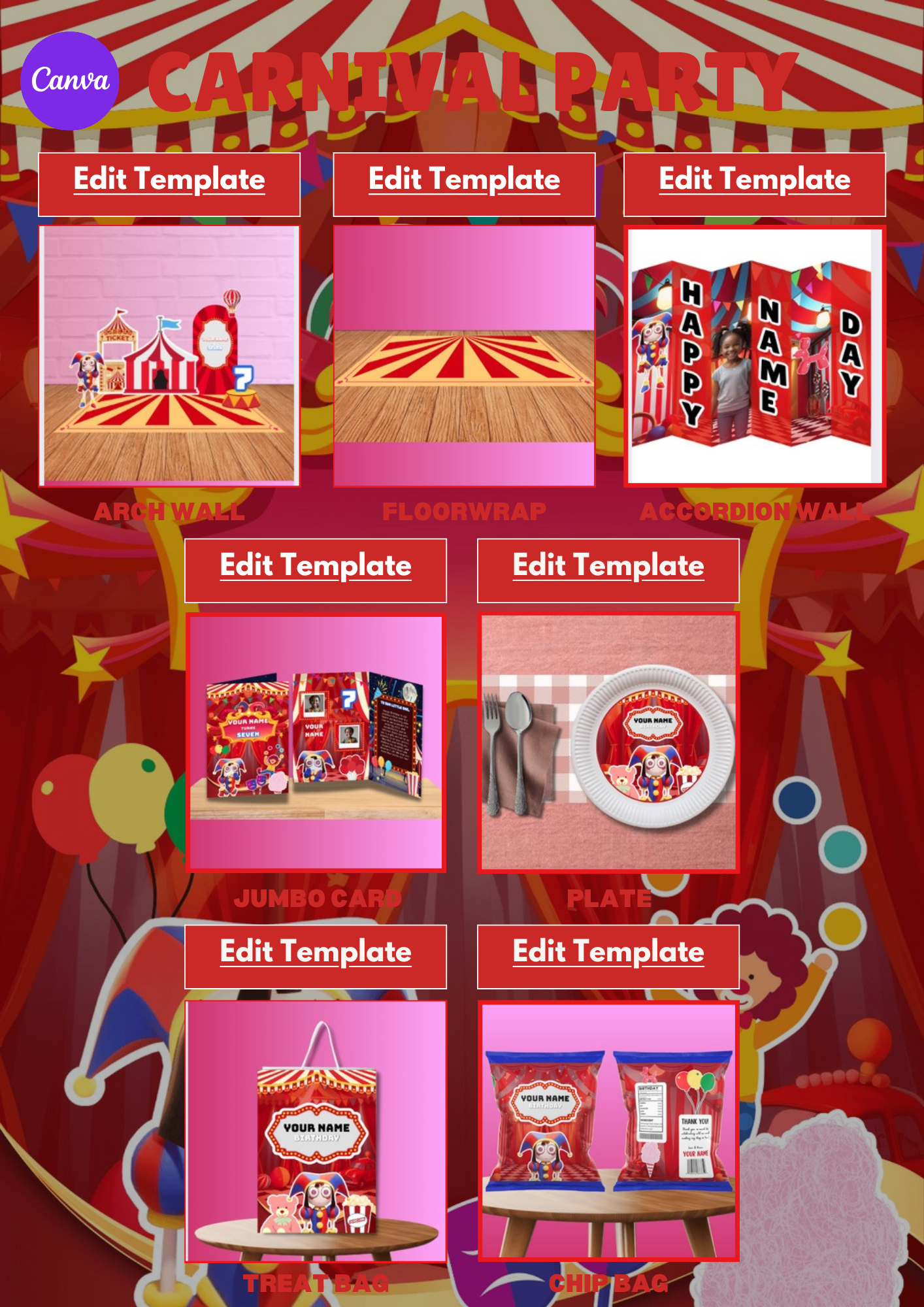 Party Birthday CANVA Bundle & Video Tutorial