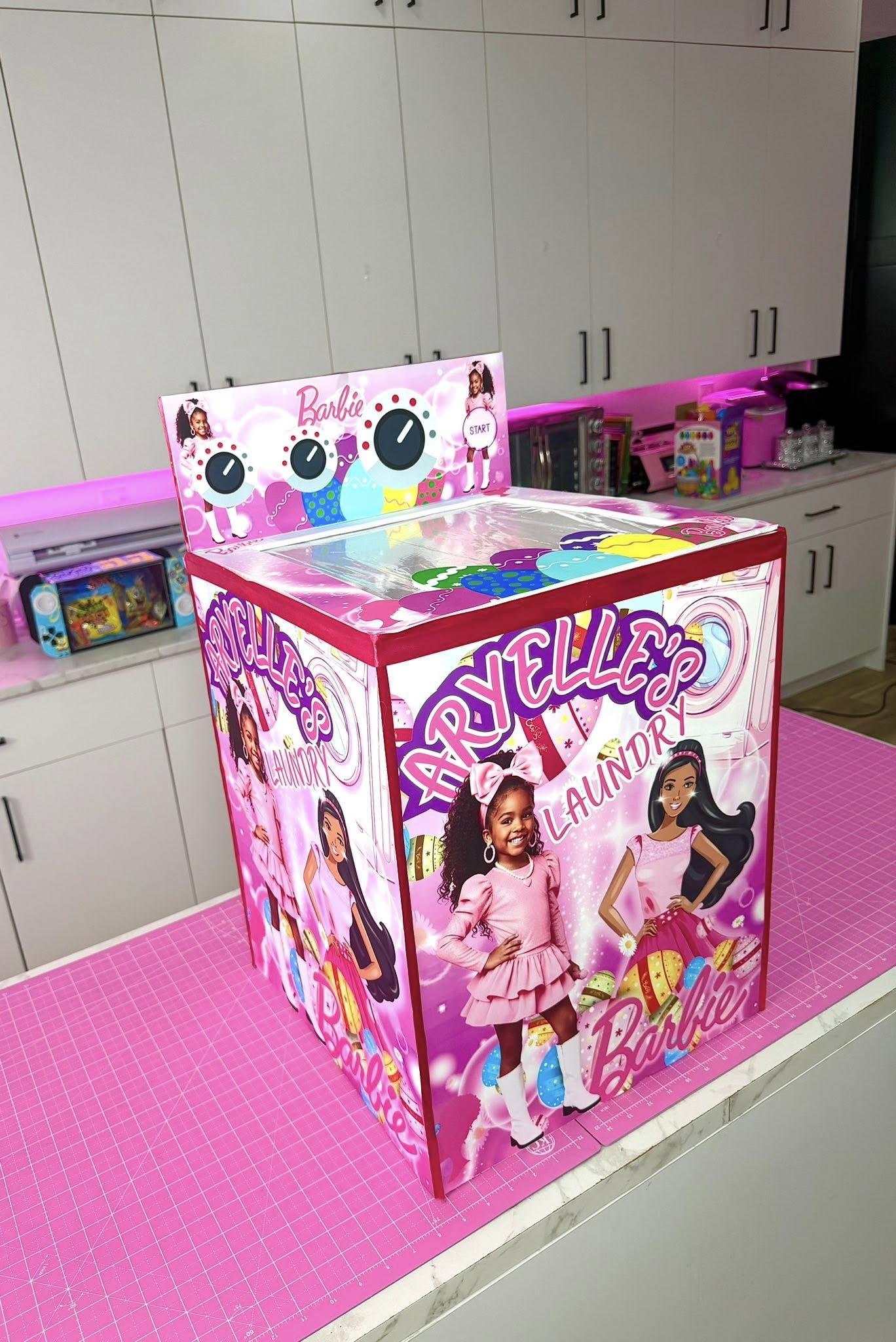 Editable Washing Machine Favor Box Template, Laundry Party Favor Prop, Sleepover Party Decoration, Canva Editable Party Favor Box, Treat Table Display