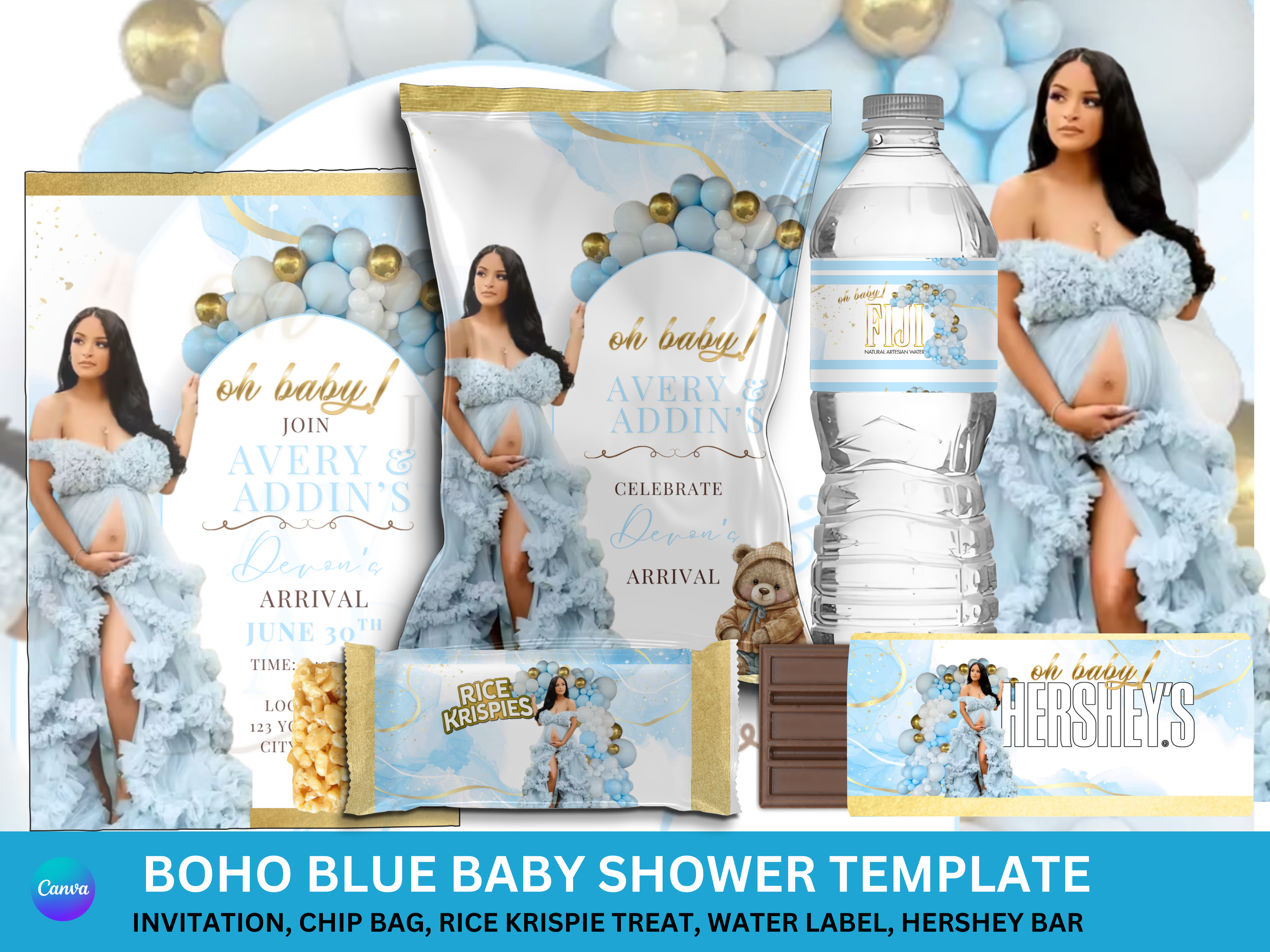 Boho Blue Baby Shower Bundle