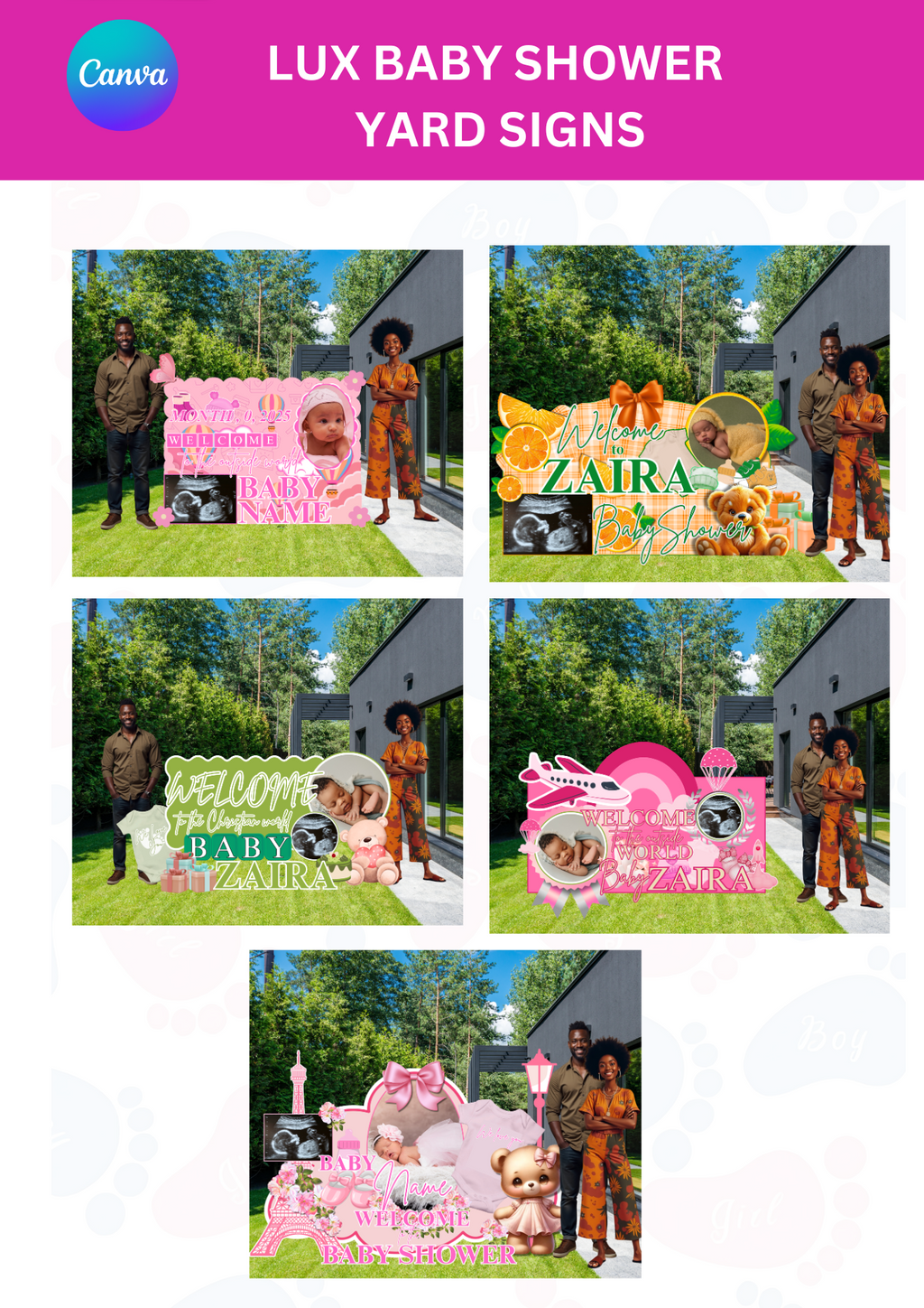 Luxury Baby Shower Yard Signs  - 5 Templates