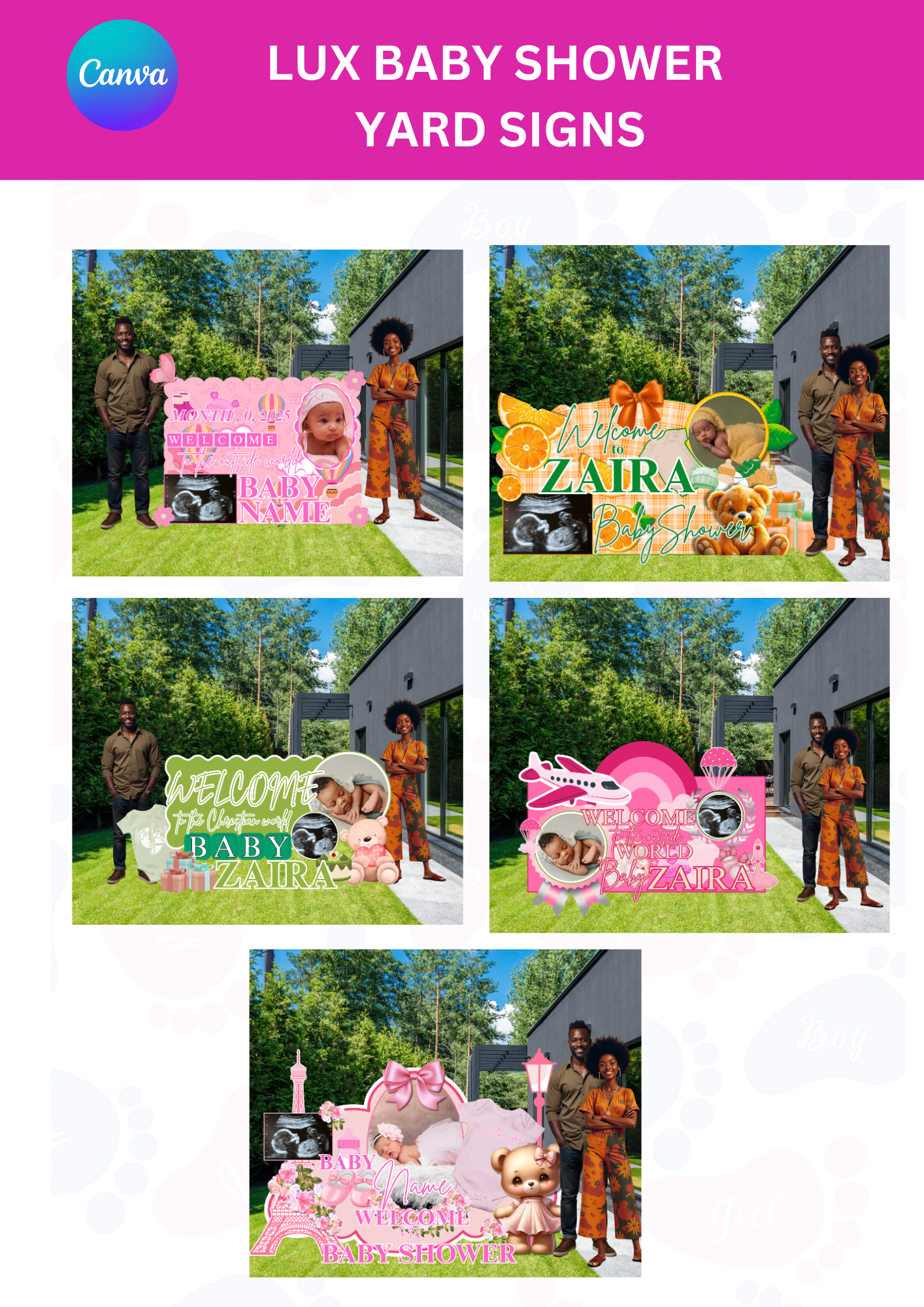 Luxury Baby Shower Yard Signs  - 5 Templates