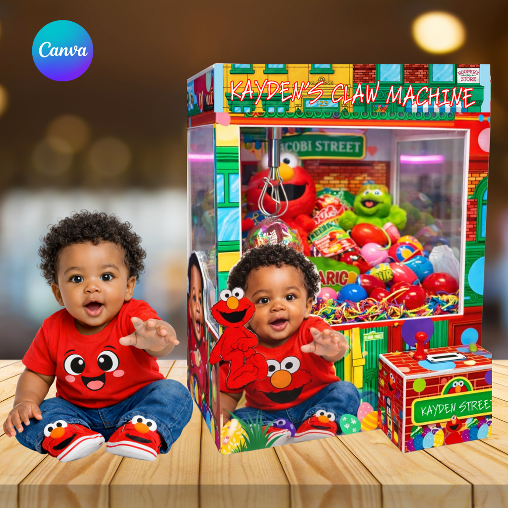 Elmo-Inspired Claw Machine Template | Kids Birthday Party Favor | DIY Mini Claw Machine | Editable Digital Download